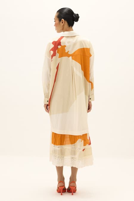 Kharakapas Ivory Armor Printed Dress 