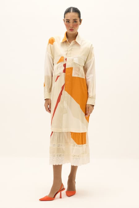 Kharakapas Ivory Armor Printed Dress 