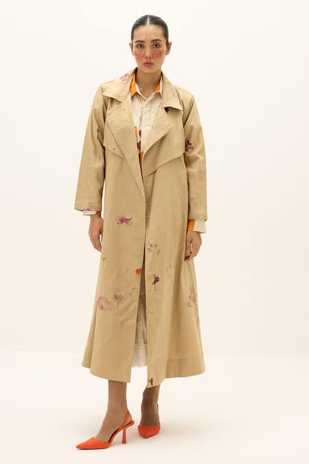Kharakapas Ochre Cotton Trench Coat 