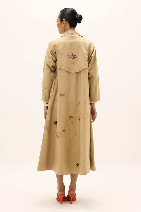 Kharakapas Ochre Cotton Trench Coat 