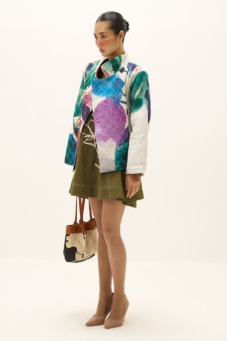Buy_Kharakapas_Multi Color Cotton High Neck Pangong Printed Jacket _Online_at_Aza_Fashions