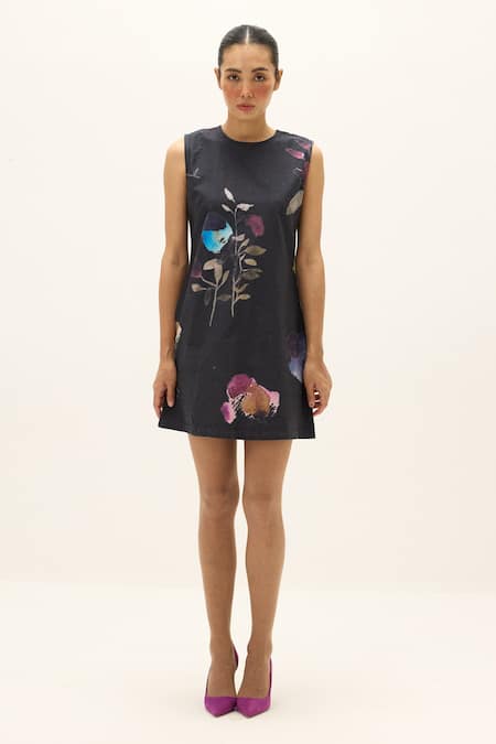 Kharakapas Lune Abstract Floral Print Dress 