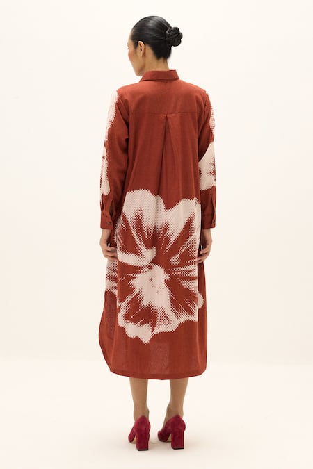Kharakapas Hibisca Print Shirt Dress 
