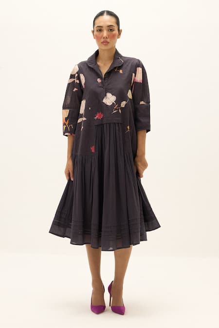 Kharakapas Dusky Garden Print Dress 
