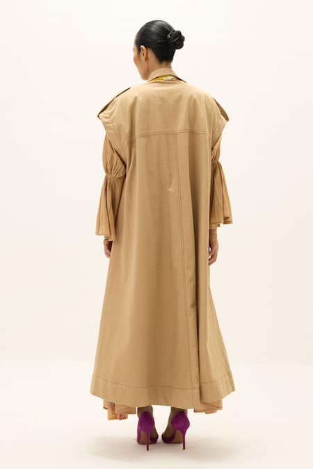 Kharakapas Chestnut Cotton Trench Coat 