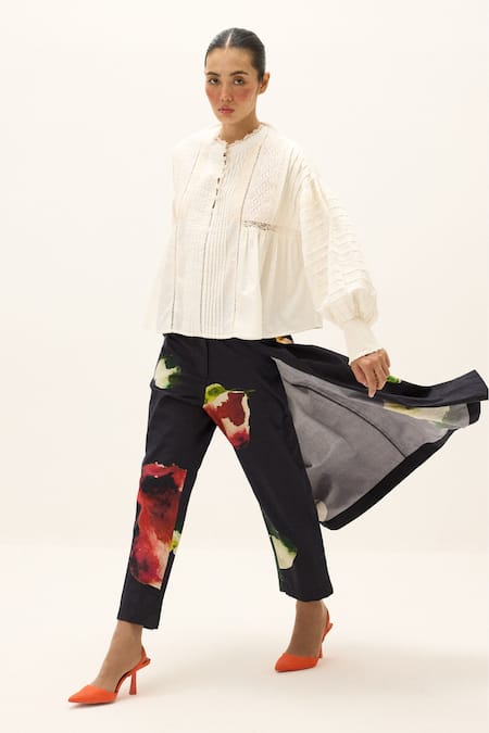 Buy_Kharakapas_Multi Color Cotton Noira Printed Pant _Online_at_Aza_Fashions