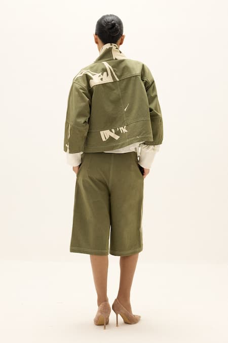 Kharakapas Fennel Printed Jacket With Shorts 