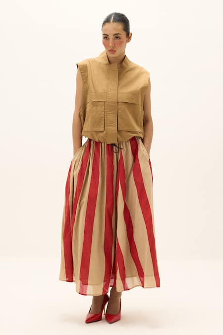 Buy_Kharakapas_Brown Cotton Collared Soline Jacket _Online_at_Aza_Fashions