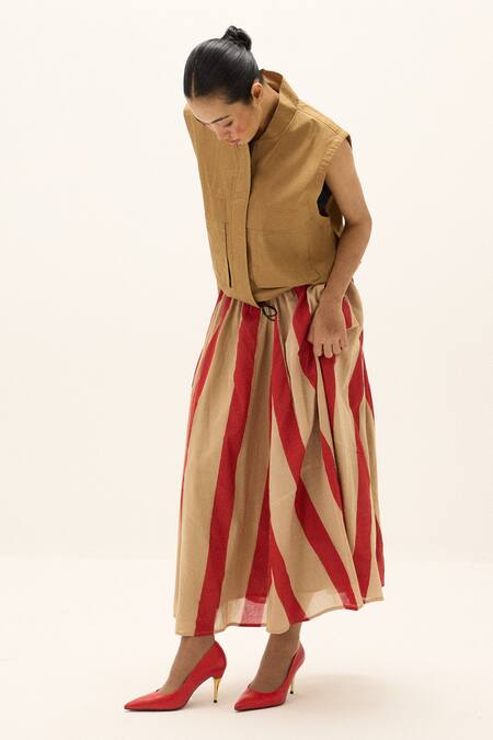 Kharakapas_Brown Cotton Collared Soline Jacket _at_Aza_Fashions