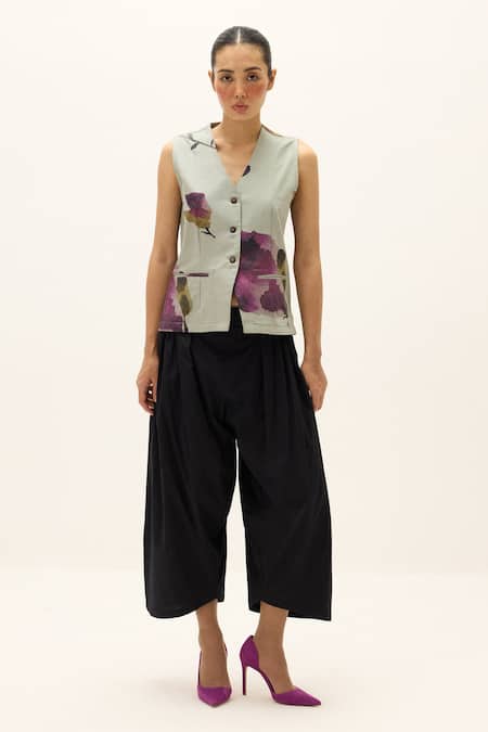 Shop_Kharakapas_Black Cotton, Poplin Echo Pant _Online_at_Aza_Fashions