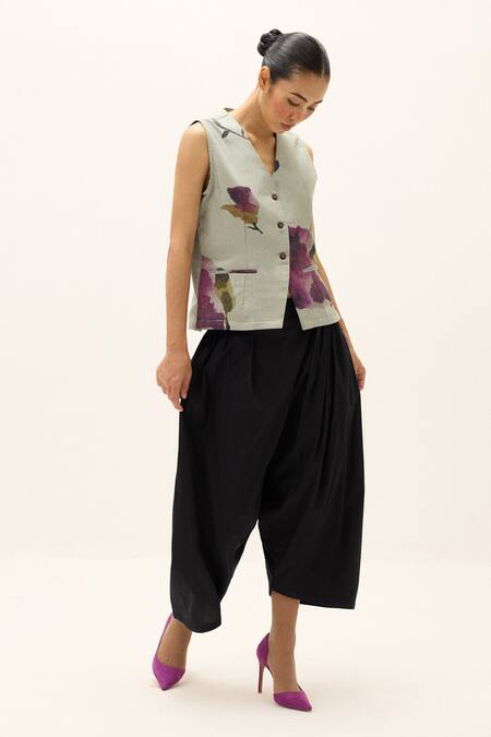 Buy_Kharakapas_Black Cotton, Poplin Echo Pant 