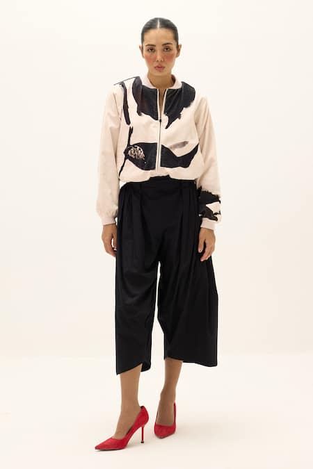 Kharakapas_Blush Corduroy, Cotton Round Neck Alba Bomber Jacket _Online_at_Aza_Fashions