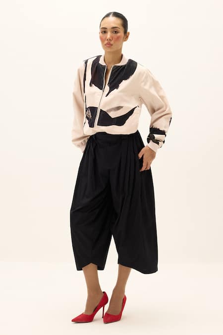 Buy_Kharakapas_Blush Corduroy, Cotton Round Neck Alba Bomber Jacket _Online_at_Aza_Fashions