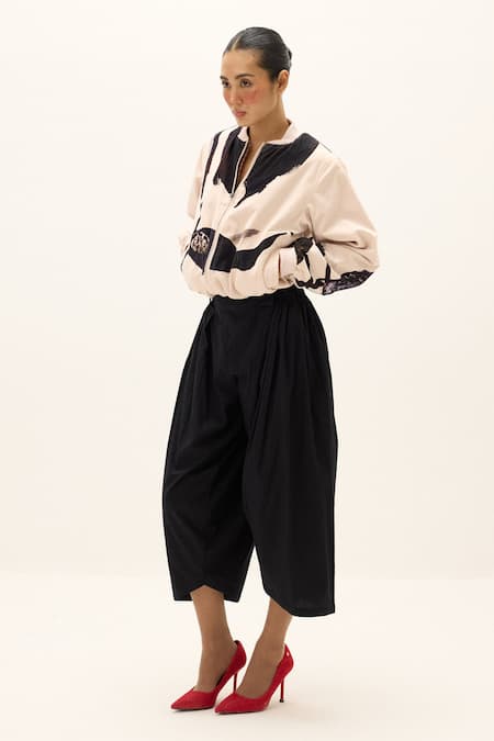 Shop_Kharakapas_Blush Corduroy, Cotton Round Neck Alba Bomber Jacket _Online_at_Aza_Fashions