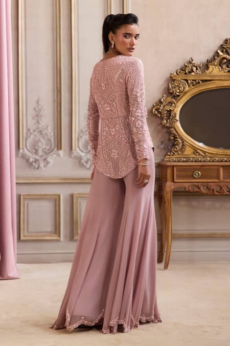 Label Sanya Gulati Embroidered Peplum Top With Palazzo 