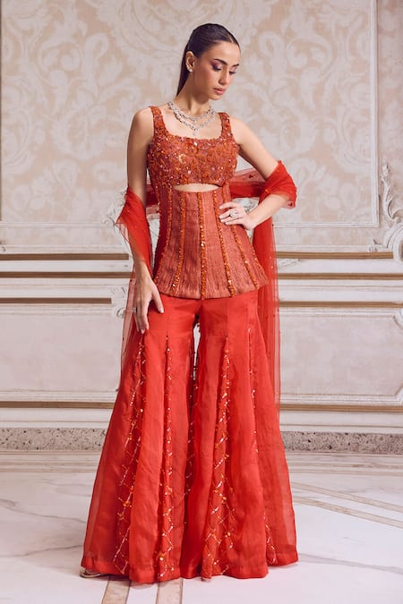 Label Sanya Gulati Embroidered Corset Sharara Set 