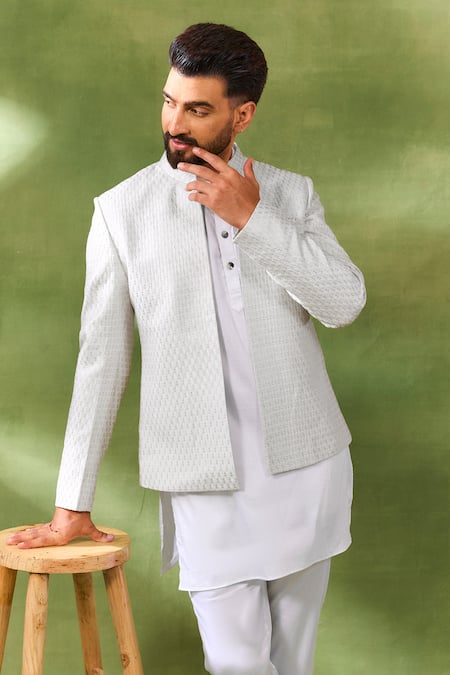 Buy Spring Break Ivory Silk, Cotton Satin Embroidery Jacket And Kurta Set Online at Aza Fashions Buy_Spring Break_Ivory Silk, Cotton Satin Embroidery Jacket And Kurta Set _Online_at_Aza_Fashions