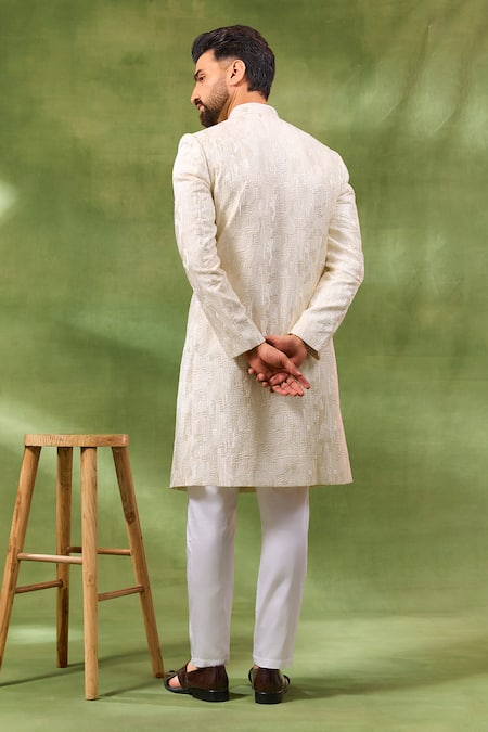 Spring Break Ivory Embroidered Sherwani Set 