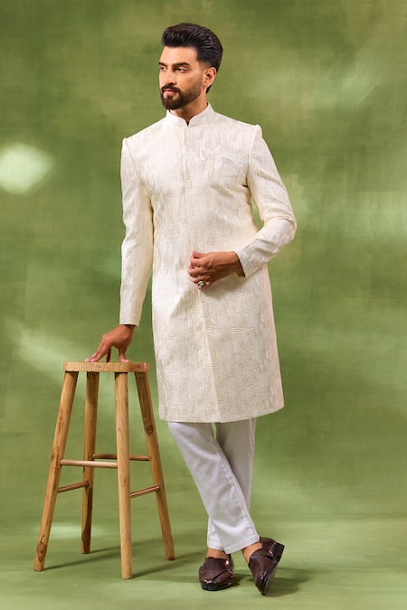 Spring Break Ivory Embroidered Sherwani Set 