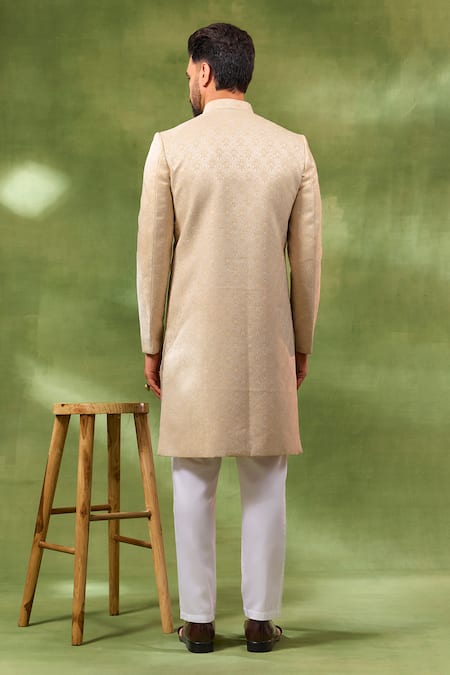 Spring Break Cream Embroidered Sherwani Set 
