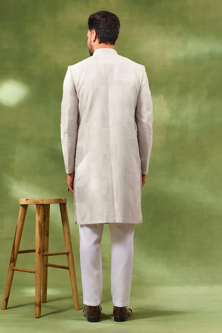 Spring Break Cream Embroidered Sherwani Set 