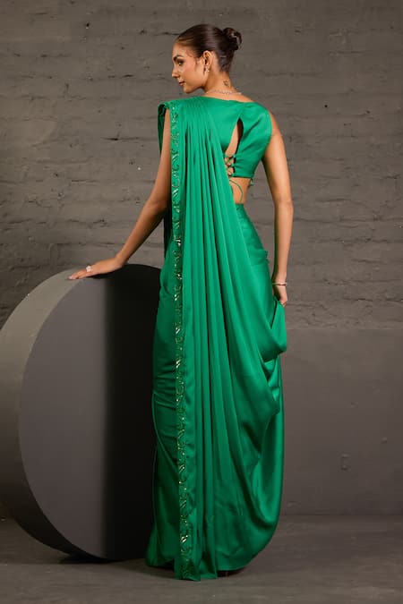 One Knot One By Ashna Hand Embroidered Pre-Draped Saree With Blouse 