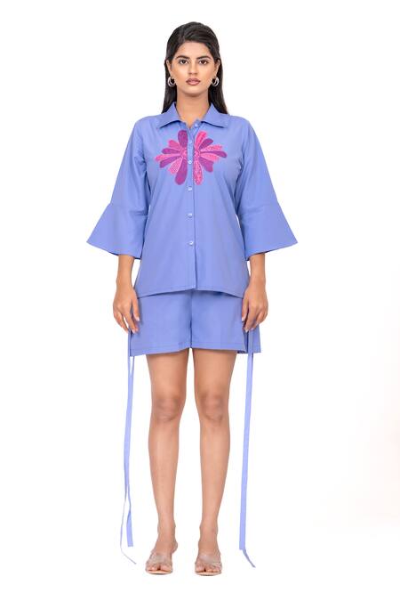K-Anshika Resham Embroidered Shirt With Shorts 