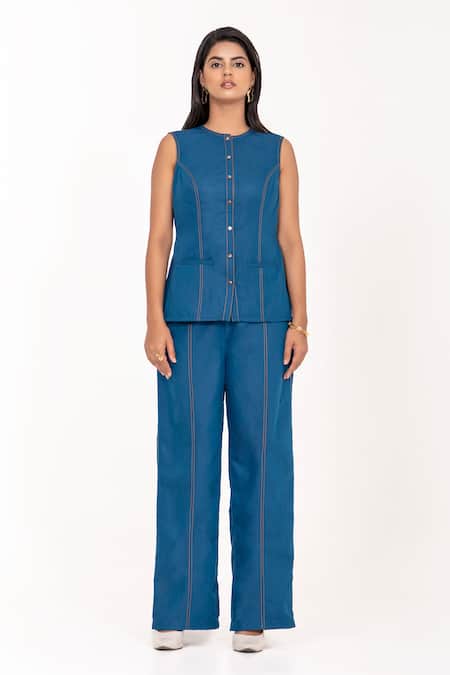 K-Anshika Sleeveless Button-Up Top Pant Set 