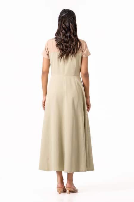 K-Anshika Two-Tone Collared Midi Dress 