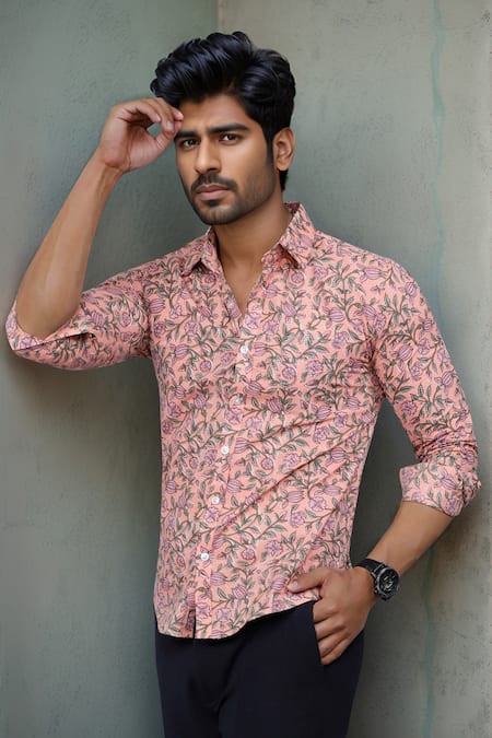 Aryavir Malhotra Floral Vine Print Cotton Shirt 