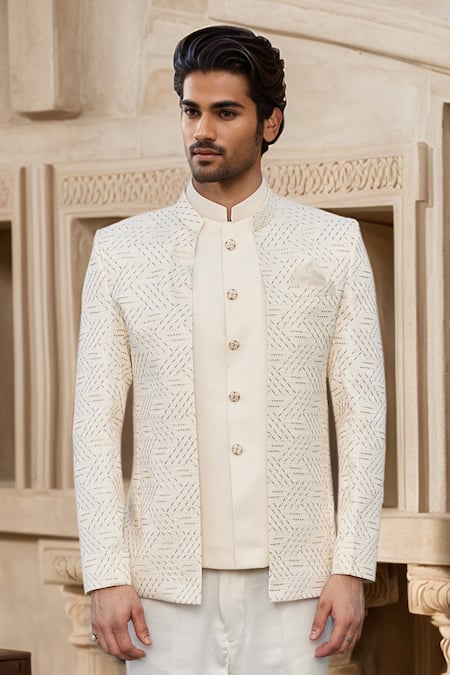 Buy Arihant Rai Sinha Cream Silk, Faux Leather Sequins, Embroidery Jodhpuri Online at Aza Fashions Buy_Arihant Rai Sinha_Cream Silk, Faux Leather Sequins, Embroidery Jodhpuri _Online_at_Aza_Fashions