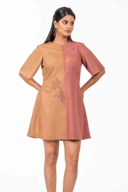 K-Anshika Two Tone Resham Beads & Sequins Embroidered Dress 