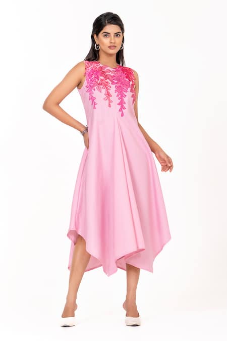 K-Anshika Resham Embroidered Asymmetrical Midi Dress 