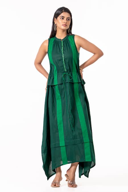 K-Anshika Striped Cotton Sleeveless Maxi Dress 
