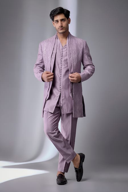 SALIL BHATIA Tonal Embellished Jacket & Kurta Set 