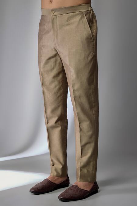 Buy_SALIL BHATIA_Taupe Silk, Silk, Zari, Embellished Bundi And Kurta Set _Online_at_Aza_Fashions