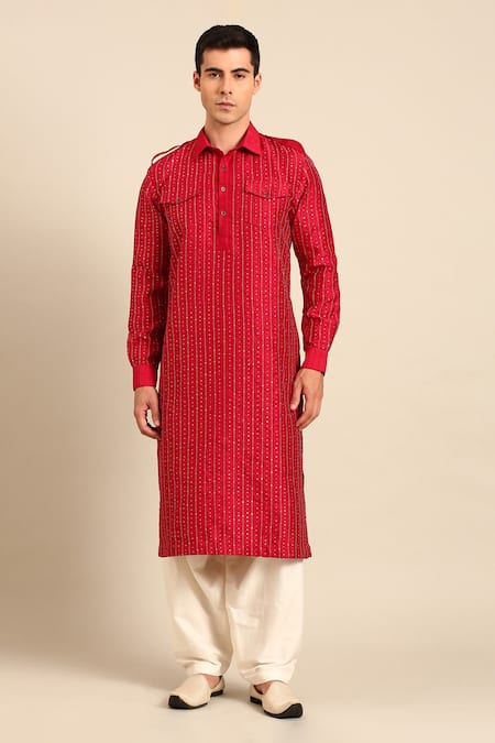 Mayank Modi - Men Embroidered Kurta With Patiala Pant 