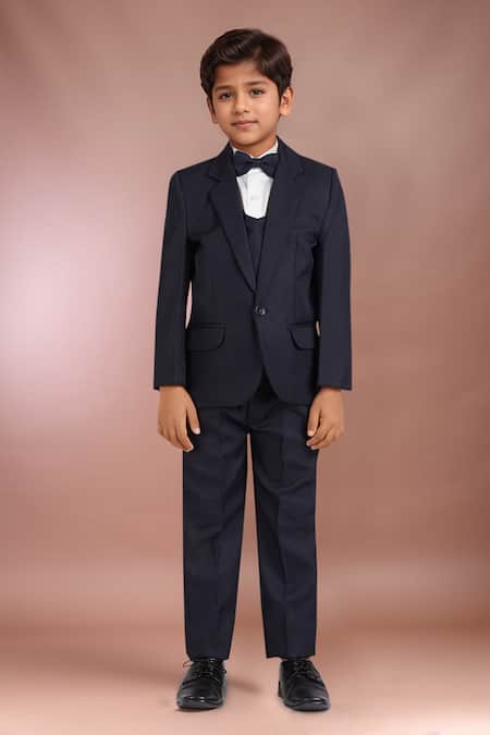 Petite Pomme Navy Blue Solid 5 Pcs Suit Set 