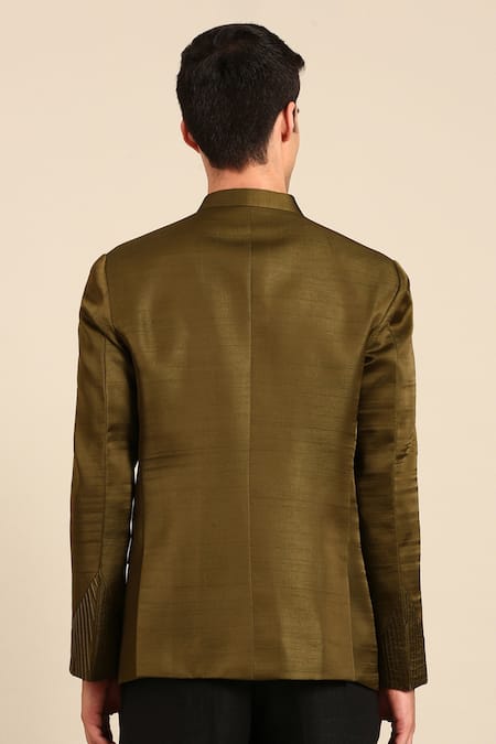 Mayank Modi - Men Pleated Overlay Bandhgala 