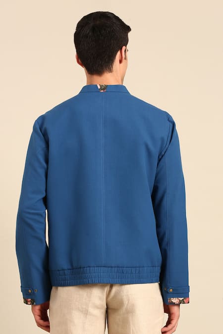 Mayank Modi - Men Floral Collar & Cuff Bomber Jacket 