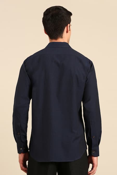 Mayank Modi - Men Geometric Hexagon Embroidered Shirt 