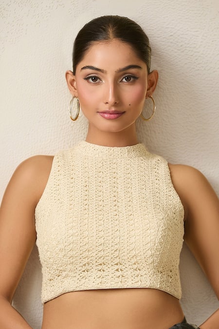 Samyukta Singhania Lace Embellished Cotton Blouse 