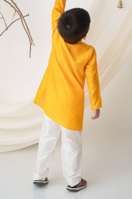 Shop Label Neeti Yellow Muslin Embroidered Kurta Set at Aza Fashions Shop_Label Neeti_Yellow Muslin Embroidered Kurta Set _at_Aza_Fashions