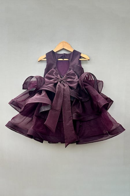 Shop_Label Neeti_Purple Organza Sequins, Embroidery Hand Whimsical Dress _at_Aza_Fashions