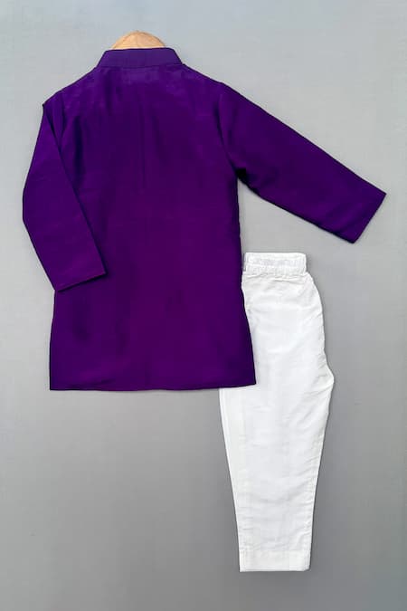 Label Neeti Purple Bandhani Pattern Jacket Kurta Set 