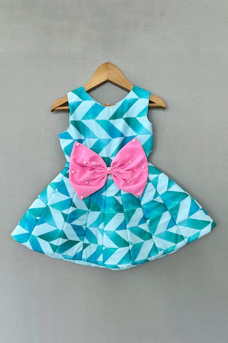 Label Neeti Aqua Geometric Print Dress 