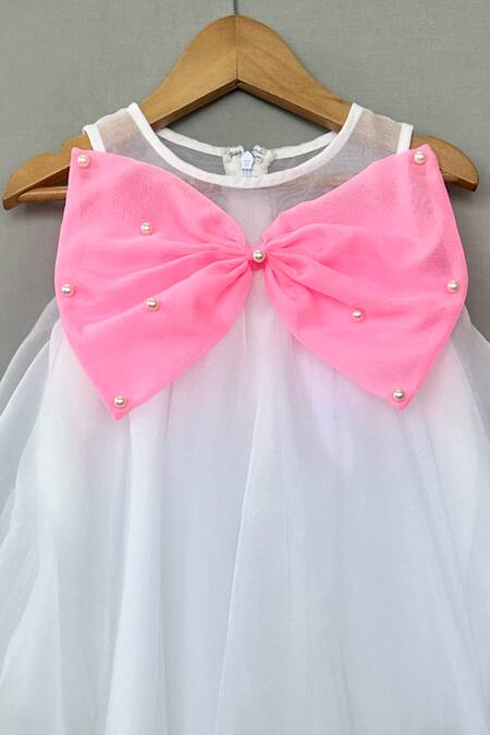 Label Neeti_White Organza Pearls Dress _Online_at_Aza_Fashions