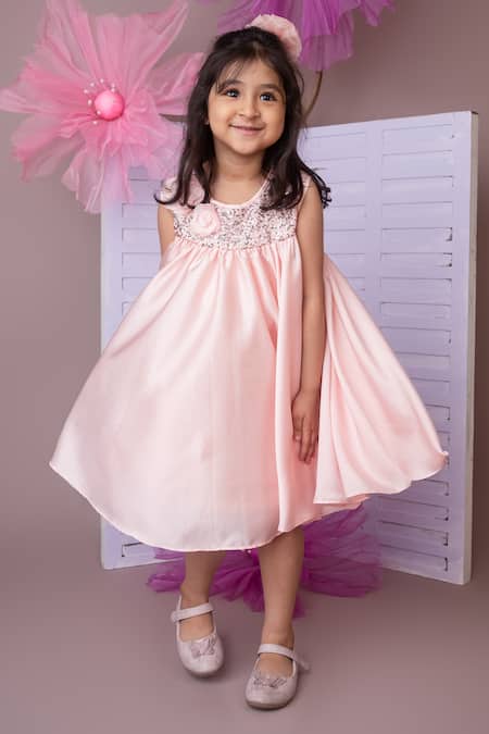 Shop_Label Neeti_Pink Satin Sequins Soft Milano Dress 