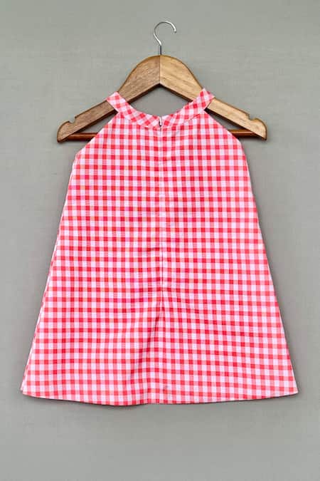 Label Neeti Red Gingham Checks Applique Dress 