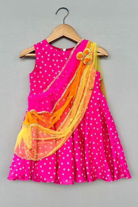Label Neeti Pink Bandhani Print Kurta 